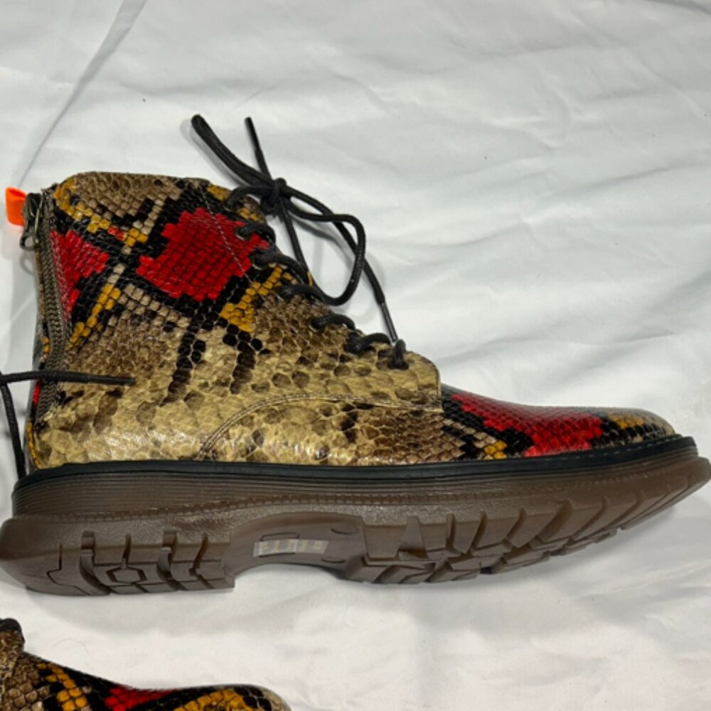 Brand New Snakeskin Jellypop Combat Boots Size 10